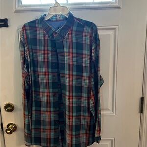 Great Fall Men's IZOD XL Green & Red Plaid Button-Down Shirt.